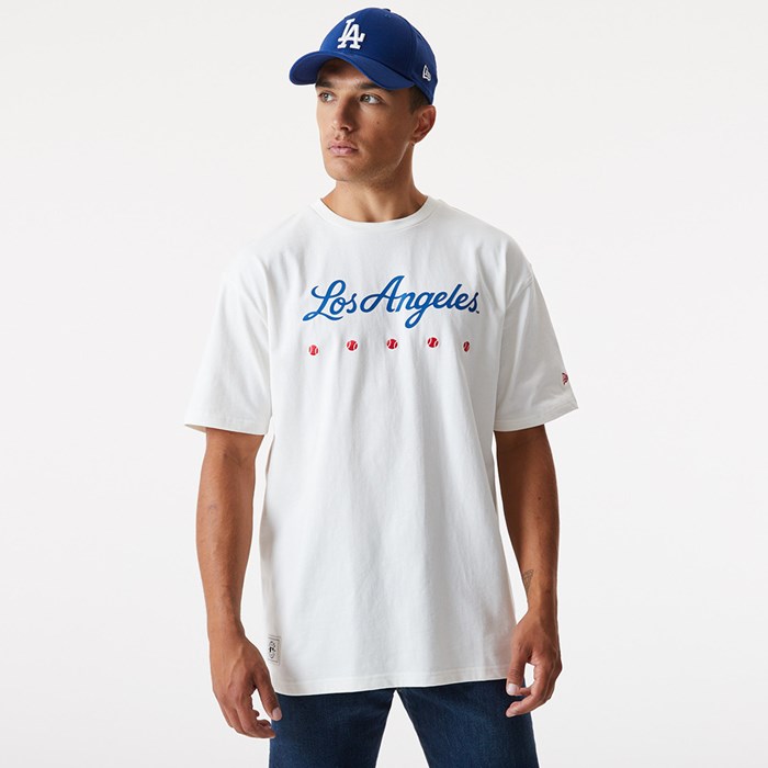 LA Dodgers Heritage Miesten T-paita Valkoinen - New Era Vaatteet Finland FI-875029